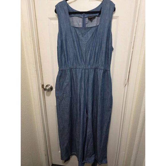Lane Bryant Women's jumpsuit Chambray Sleeveless Elastic Tie Waist & Pockets Siz - Picture 12 of 12